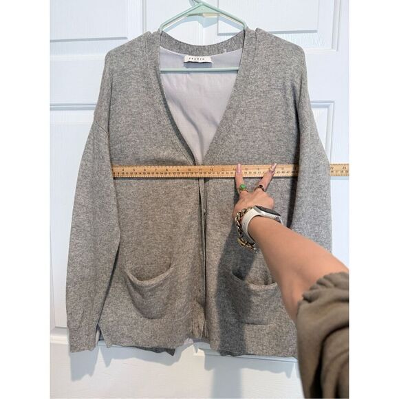 Sandro Paris Cashmere Blend Lightweight Gray Girl Split Back Button Cardigan M - Picture 8 of 16